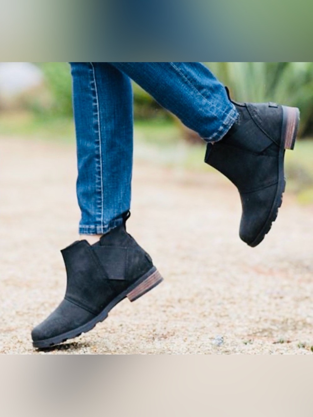 Sorel ‘Emelie’ Black Waterproof Suede Chelsea Boots, Slip-On Style, Size 9